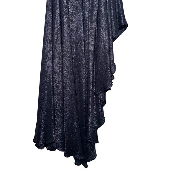 AMUR Esmerelda Asymmetric One-Shoulder Shimmer Maxi Formal Gown Black Size 0 - Picture 12 of 13
